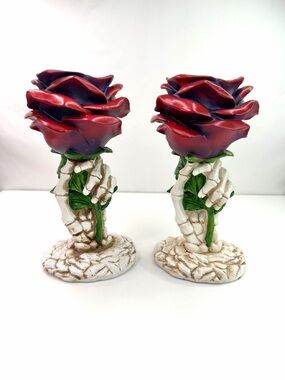 Yankee Candle Red Phantasmagoria Rose Skeleton Votive Tea Light Candle Holders